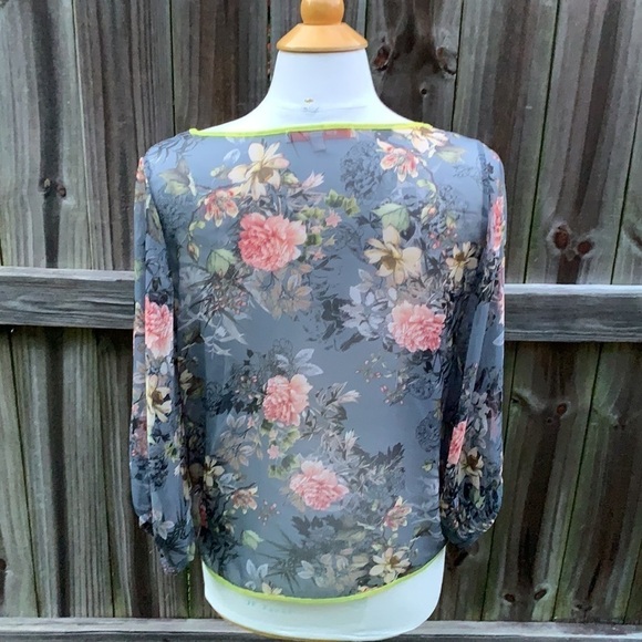 la fee maraboutee sheer floral top, size 36 (6) - Picture 3 of 6